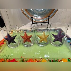 Set of Four Star-Embellished Cocktail Glasses